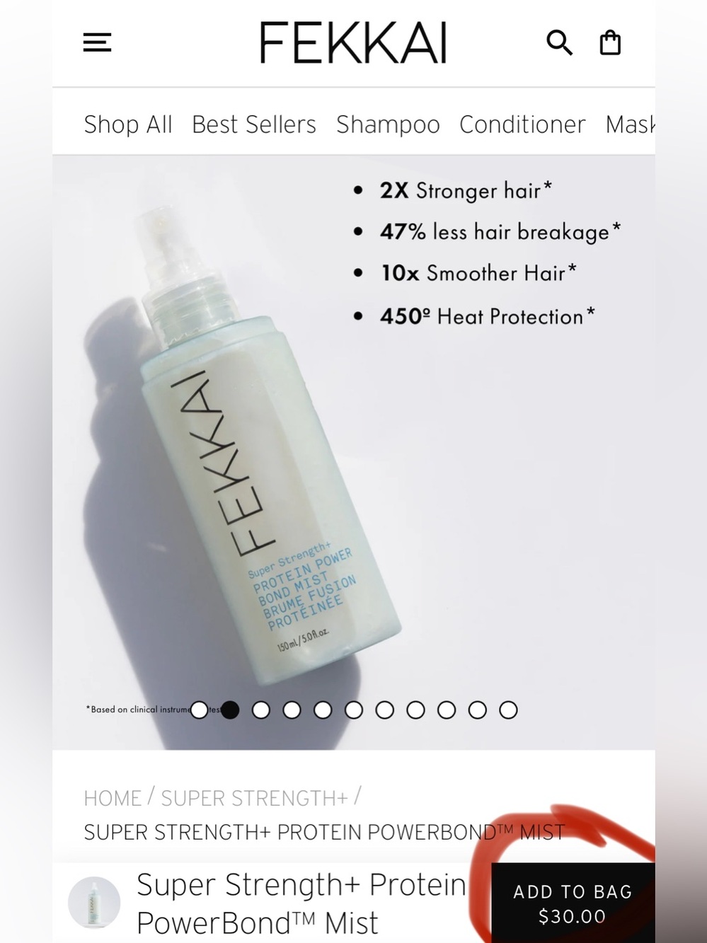 FEKKAI Super Strength Protein Power Bond Mist, Hair Care NWT - Picture 2 of 4